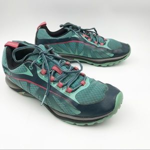 MERRELL Lace Up Teal Pink Hiking Shoes Sneakers Womens 8.5